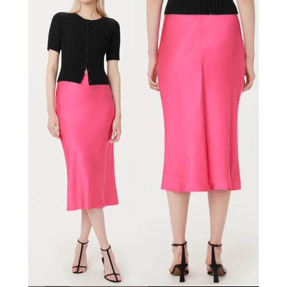 Frank & Oak The Satin Maxi Skirt in‎ Fuchsia Size Medium New - Picture 1 of 6